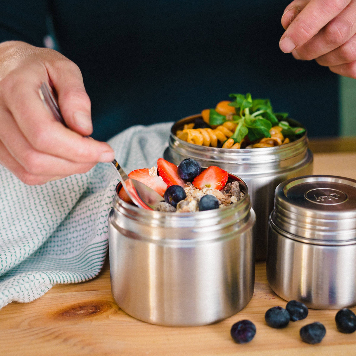 Twist & Lock Leakproof Stainless Steel Food Canister Trio