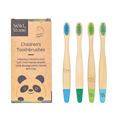 Children's bamboo toothbrush set eco-friendly biodegradable kids oral care Aqua