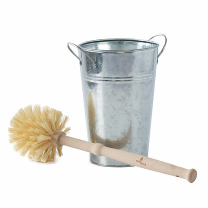 Plastic free toilet brush and holder eco-friendly natural bristles sustainable bathroom Silver