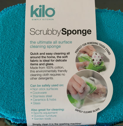 Kilo Scrubby Sponges Turquoise, eco-friendly kitchen sponge with scrubby non scratch on both sides