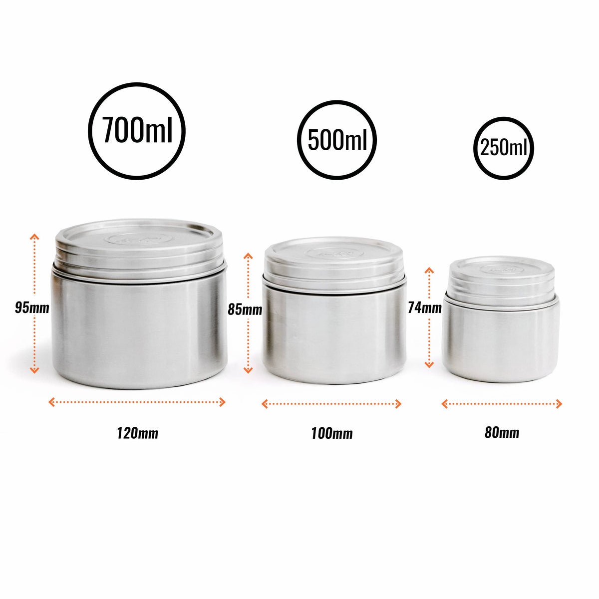 Twist & Lock Leakproof Stainless Steel Food Canister Trio