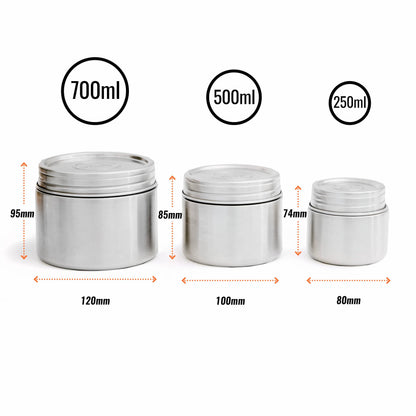 Twist & Lock Leakproof Stainless Steel Food Canister Trio