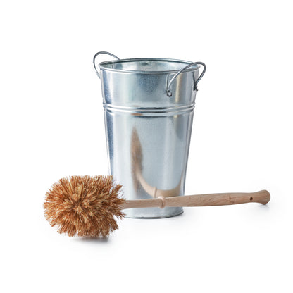 Plastic free toilet brush and holder eco-friendly natural bristles sustainable bathroom Silver