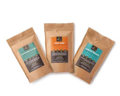Natural cleaning products Bicarbonate of Soda, Natural Bleach and Citric Acid