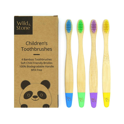 Children's bamboo toothbrush set eco-friendly biodegradable kids oral care mixed