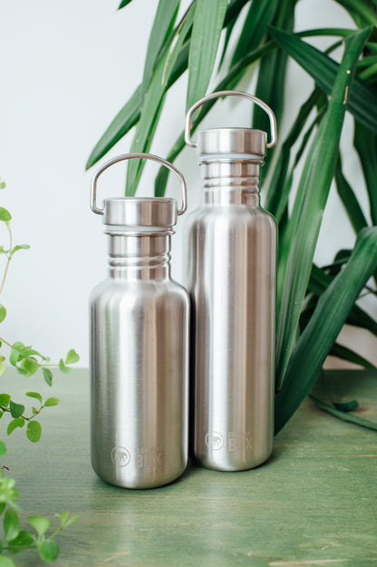 500ml and 750ml stainless steel water bottle Elephant Box reusable compact size