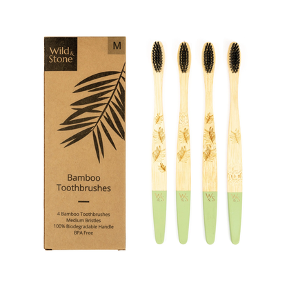 Adult bamboo toothbrush set eco-friendly biodegradable sustainable oral care Medium