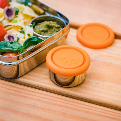 Seal and Go twin dressing pot stainless steel Elephant Box sauce container
