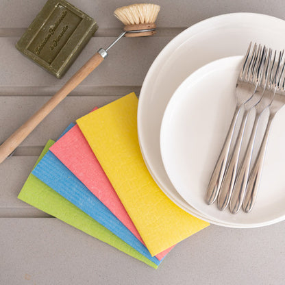 rainbow compostable coloured sponges green, blue, red or yellow